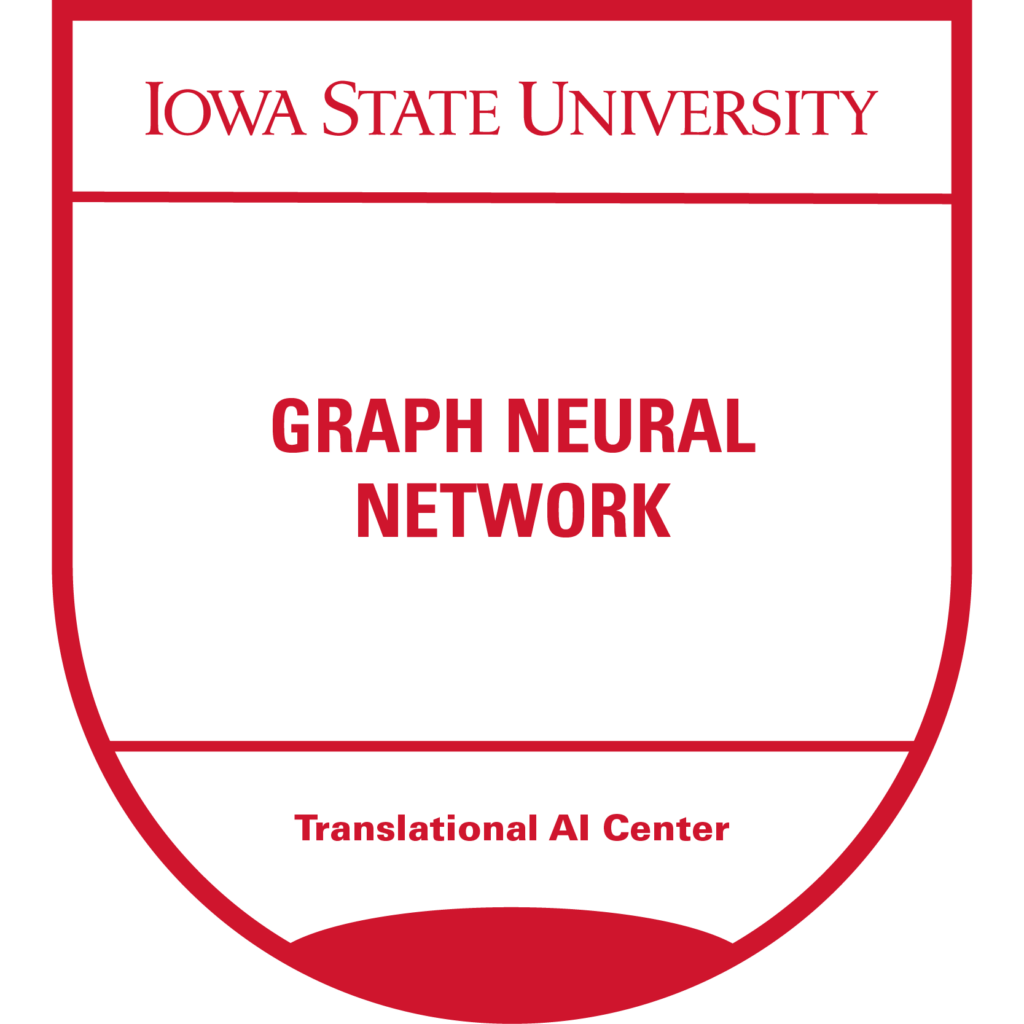 A Red Micro-Credential badge for "Graph Neural Network" offered by Iowa State University's Translational AI Center.