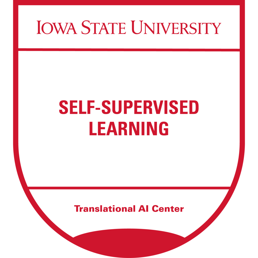 Red micro-credential badge for "Self-Supervised Learning" offered by Iowa State University's Translational AI Center.